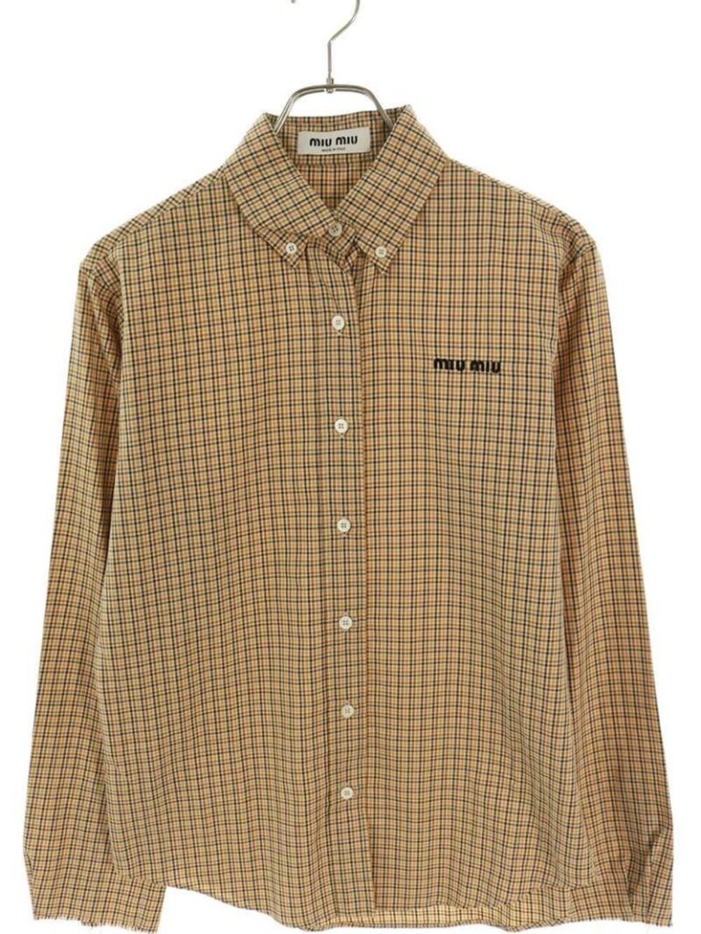 Miu Miu Logo Embroidery Checklong Sleeve Shirt 38